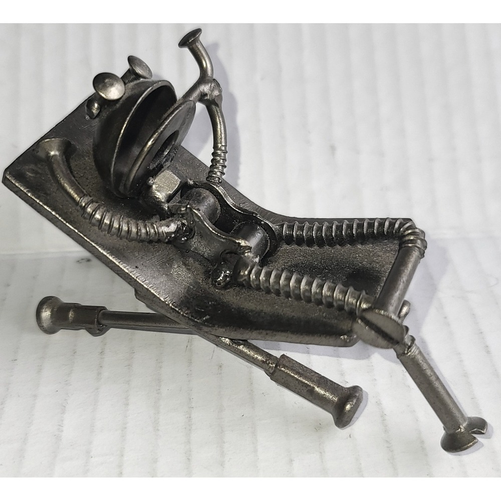 Scrap Metal Relaxing FROG Figurine Nut and Bolt Sculpture Welded Art Steampunk